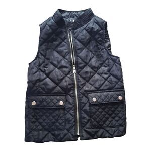 Kidpik Black Quilted Vest with Stand-Up Collar